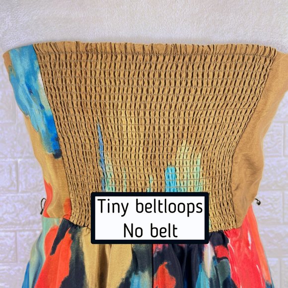 MOULINETTE SOEURS strapless abstract watercolor floral dress - SZ 10 - Picture 8 of 14